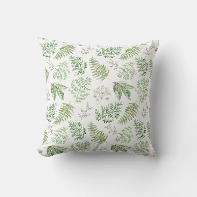 Forest Greenery Pattern Cushion (Front)