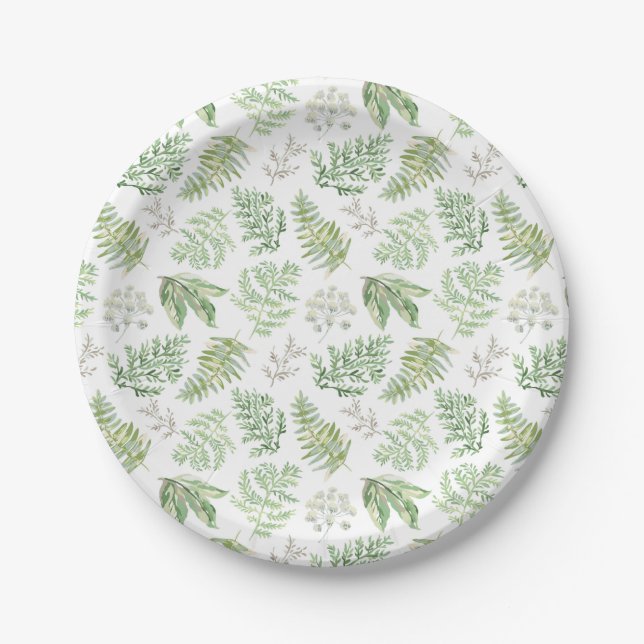 Forest Greenery Pattern Paper Plate (Front)