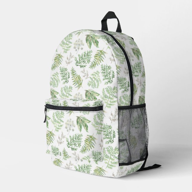 Forest Greenery Pattern Printed Backpack (Back Corner Right)