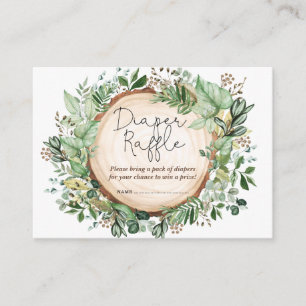 Forest Greenery Rustic Baby shower Diaper Raffle Enclosure Card