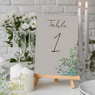 Forest Greenery Rustic Wedding Table Number