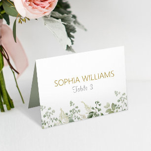 Forest Greenery Rustic Wood Wedding Place Card