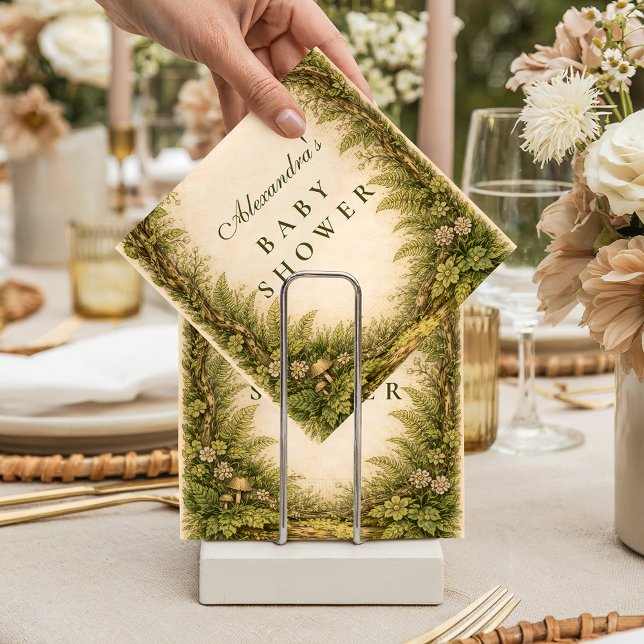 Forest Greenery Storybook Baby Shower Napkin (Creator Uploaded)