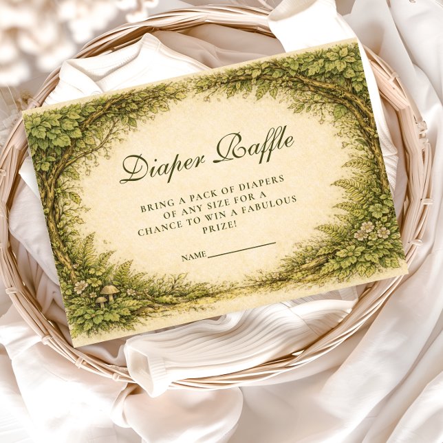 Forest Greenery Storybook Diapper Raffle Enclosure Card (Creator Uploaded)
