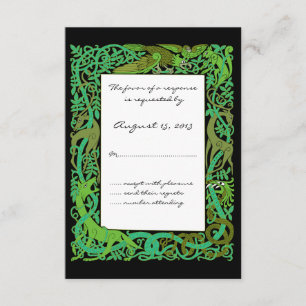 Forest Greens Celtic Animals Design Wedding RSVP Card