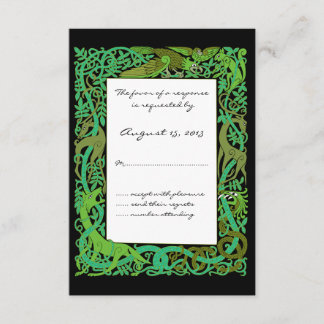 Forest Greens Celtic Animals Design Wedding RSVP Card
