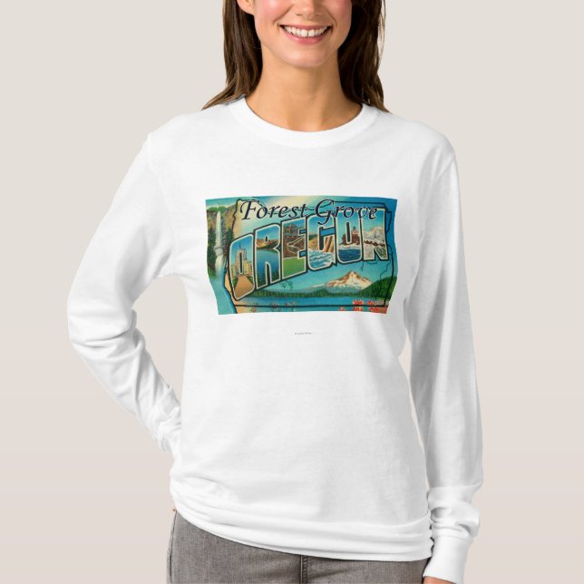 Forest Grove, Oregon - Large Letter Scenes T-Shirt (Front)