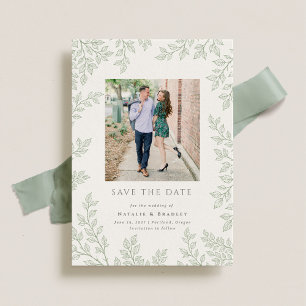 Forest Grove Sage Green Photo Save the Date Invitation