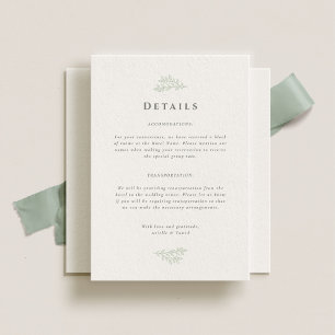 Forest Grove Sage Green Wedding Details Enclosure Card