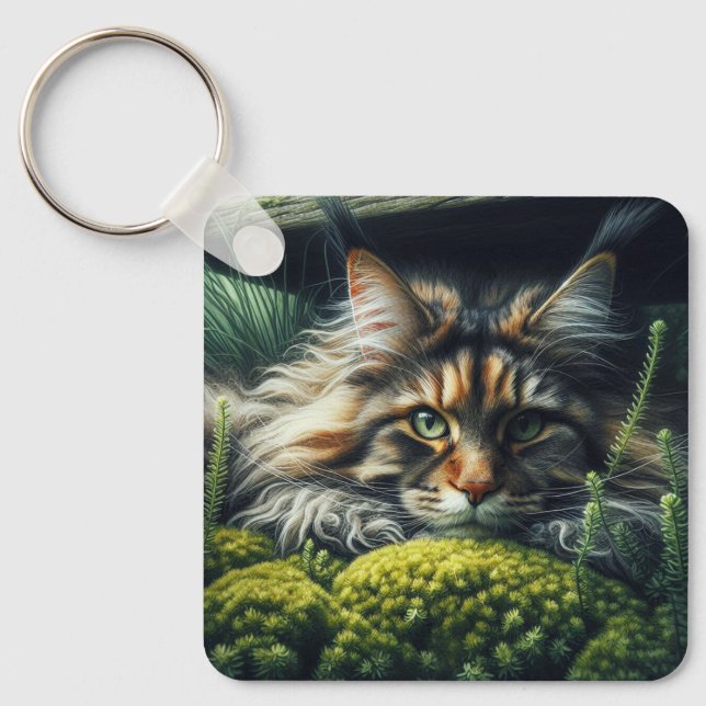 Forest Guardian Feline Key Ring (Front)