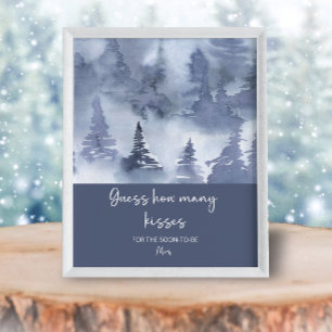 Forest guess how many kisses bridal game poster