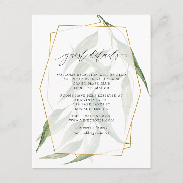 Forest Herbarium Geometric Wedding Guest Details Enclosure Card (Front)