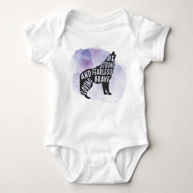 Forest Howling Wolf Art Lover Baby Bodysuit (Front)