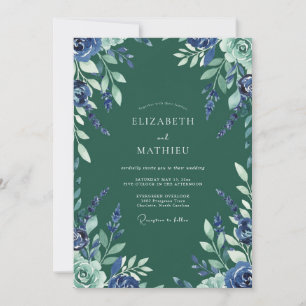 Forest Indigo Cornflower Eucalyptus Wedding Invitation