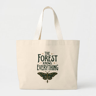 Forest Knows Everything Cottagecore Moth Art Large Tote Bag