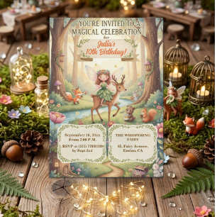 Forest Lady Fairy Whimsical 10th Birthday Party Invitation