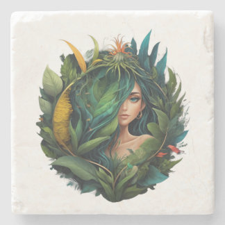 forest lady stone coaster