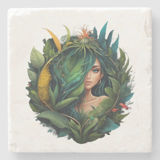 forest lady stone coaster (Front)