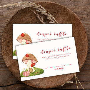 Forest Ladybug Mushroom Diaper Raffle Baby Shower Enclosure Card