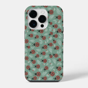 Forest Ladybugs Green Background iPhone 14 Pro Case