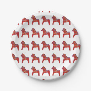 Forest Lake Dala Horse Paper Plate