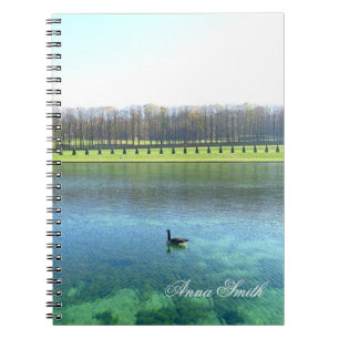 Forest Lake. Goose on water. Notebook