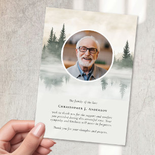 Forest Lake Photo Sympathy Funeral Memorial Thank You Card