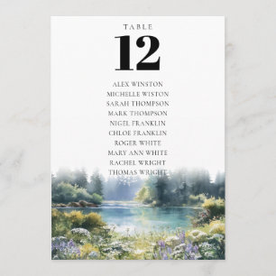 Forest Lakeside Floral Table Number Seating Chart