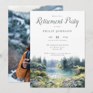 Forest Lakeside Photo Retirement Party Invitation