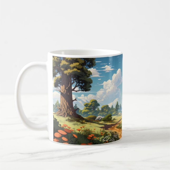 Forest Landscape At Summer Season Coffee Mug (Left)