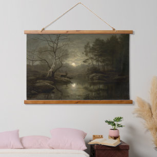 Forest Landscape by Moonlight Hanging Tapestry