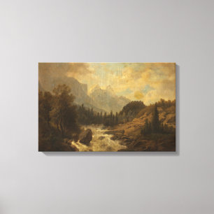 Forest Landscape Scene (by Josef Kriehuber) Canvas Print