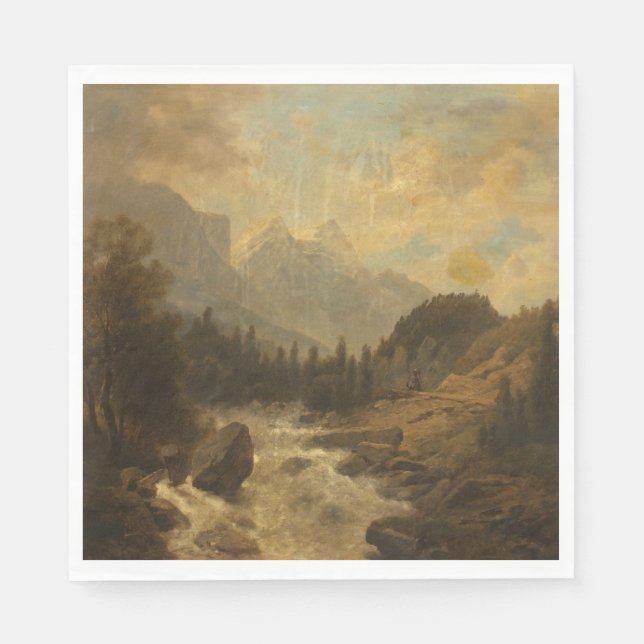 Forest Landscape Scene (by Josef Kriehuber) Napkin (Front)