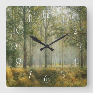Forest Landscape Square Wall Clock
