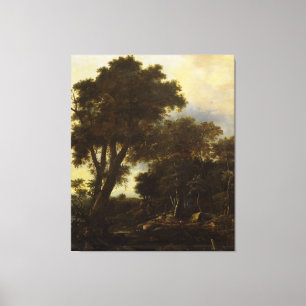 Forest landscape with lean-to, Roelant Roghman, Canvas Print