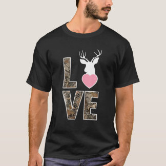 Forest Leaves Camouflage Love Hunting Deer T-Shirt
