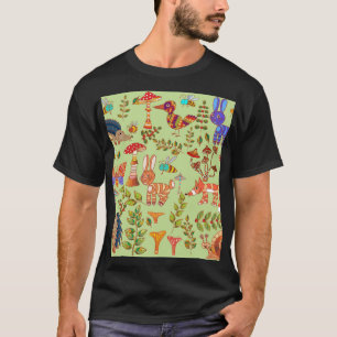 Forest Life: Vintage Flora Fauna Illustration T-Shirt