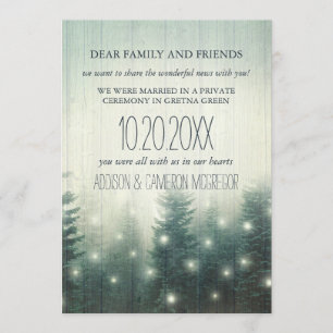 Forest Lights Rustic Elopement Announcement