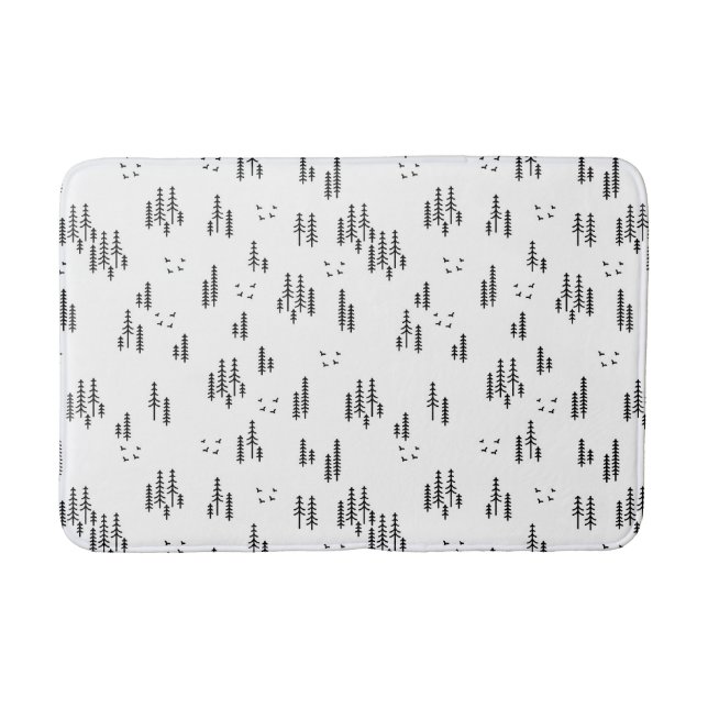 Forest Line Art Pattern Bath Mat (Front)