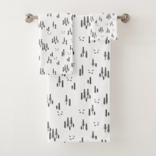 Forest Line Art Pattern Bath Towel Set