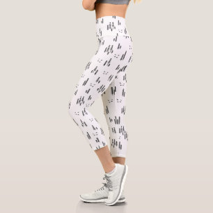 Forest Line Art Pattern Capri Leggings