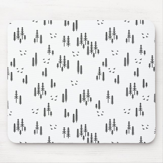 Forest Line Art Pattern Mouse Pad (Front)