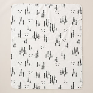 Forest Line Art Pattern Sherpa Blanket