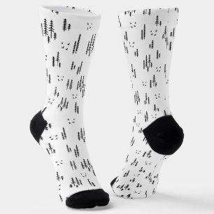 Forest Line Art Pattern Socks