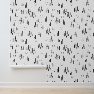 Forest Line Art Pattern Wallpaper