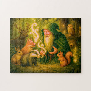 Forest mage speaking to animals in oil jigsaw puzzle