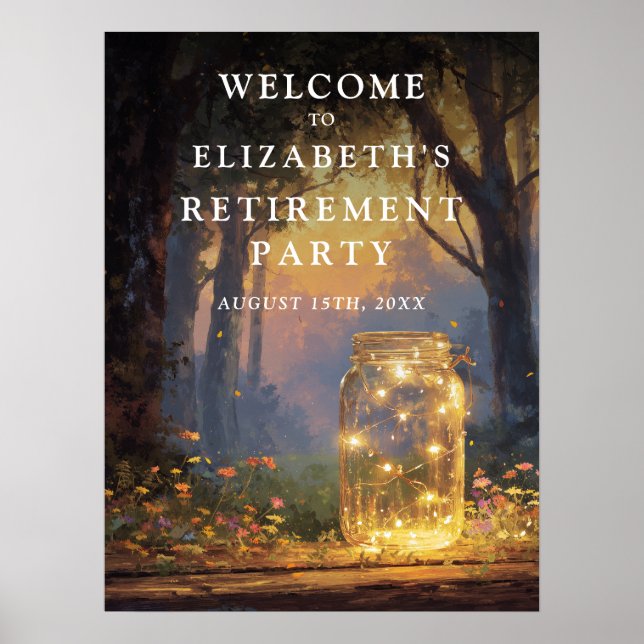 Forest Mason Jar Retirement Party Welcome Sign (Front)