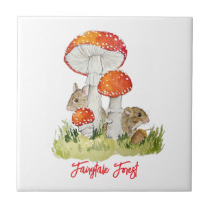 Forest mice and mushrooms tile