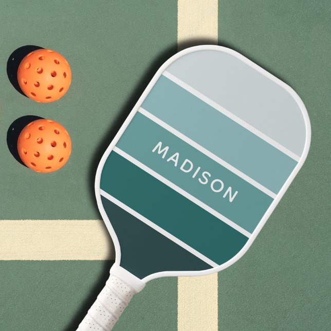 Forest Mist Colour Block Modern Personalised Name Pickleball Paddle (Creator Uploaded)