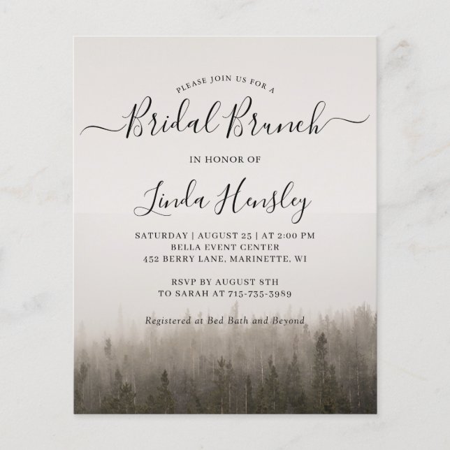 Forest Misty Landscape Bridal Brunch Invitation (Front)